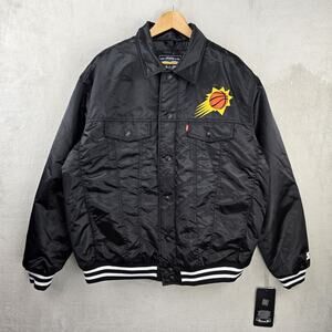 Starter x Levi's Phoenix Suns Jacket Mens XL Black Silver Label Trucker Satin